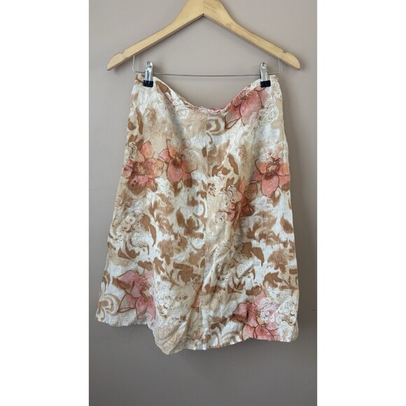 JM Collection Women’s Floral Linen Midi Skirt Pink Size 10 Summer Boho - Picture 1 of 5
